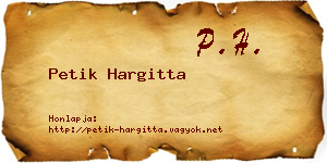 Petik Hargitta névjegykártya
